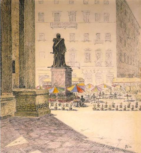 Leningrad. Newski-Prospekt von der Seite der Kathedrale der Gottesmutter von Kasan von Aleksandr Semionowitsch Wedernikow, 1962.